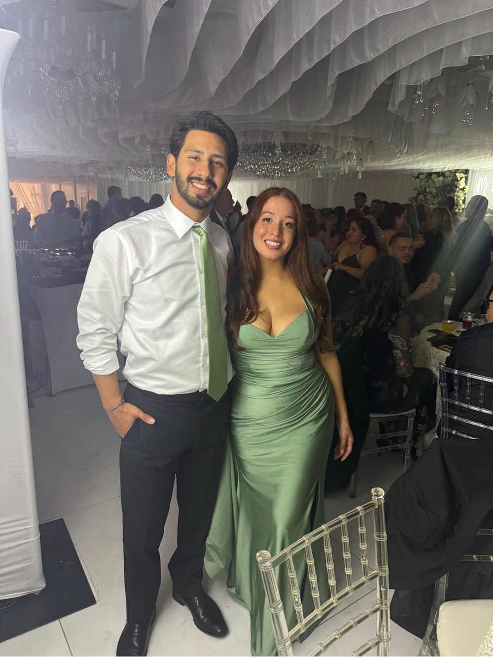 Stretch Satin Pistachio Green Slip Gown
